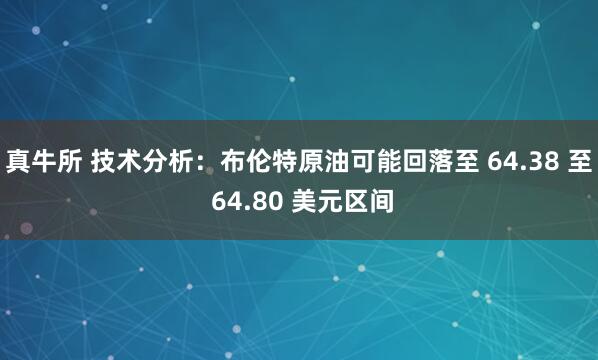真牛所 技术分析：布伦特原油可能回落至 64.38 至 64.80 美元区间